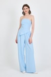 Bebe Mavi Straplez Asimetrik Bluz Pantolon Takım 5234
