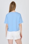 Bebe Mavi Yazı Nakışlı Crop Tişört 25259