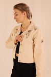 Bej Çiçek Nakış Gabardin Ceket 2445