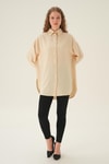 Bej Çizgili Oversize Gömlek 4013A