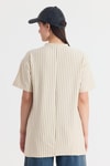 Bej Çizgili Oversize Tişört 4447A
