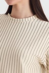 Bej Çizgili Oversize Tişört 4447A