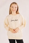 Bej Dark Angel Baskılı Sweat 8633