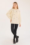 Bej Göz Nakışlı Oversize Sweat 1543
