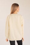 Bej Göz Nakışlı Oversize Sweat 1543