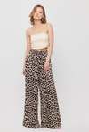 Bej Leopar Desen Bel Bağcık Pantolon 9410