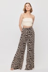Bej Leopar Desen Bel Bağcık Pantolon 9410