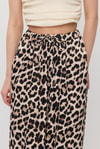 Bej Leopar Desen Bel Bağcık Pantolon 9410