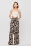 Bej Leopar Desen Bel Bağcık Pantolon 9410