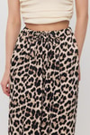 Bej Leopar Desen Bel Bağcık Pantolon 9410