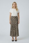 Bej Leopar Desen Saten Etek 9416
