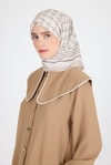 Bej Monogram Desenli Eşarp 3015