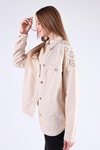 Bej Omuz Desenli Gabardin Ceket 384