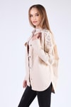 Bej Omuz Desenli Gabardin Ceket 384