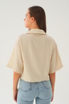 Bej Oversize Kısa Gömlek 4159A