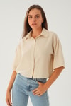 Bej Oversize Kısa Gömlek 4159A
