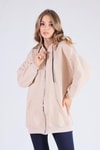 Bej Oversize Uzun Fermuarlı Sweat 8124M