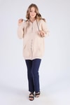 Bej Oversize Uzun Fermuarlı Sweat 8124M