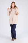Bej Oversize Uzun Fermuarlı Sweat 8124M