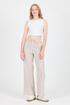 Bej Pamuklu Bel Lastikli Wide Leg/Bol Paça Pantolon 4754A