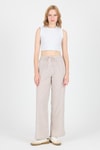 Bej Pamuklu Bel Lastikli Wide Leg/Bol Paça Pantolon 4754A