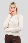Bej Yaka Detay İşlemeli Kazak 5164