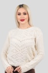 Bej Yaka Detay İşlemeli Kazak 5164