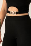 Bel Aksesuar Crop-Bayan Pantolon Takım - 10348 Siyah