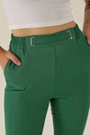Bel Aksesuarlı Bayan Pantolon - 7105A Benetton Yeşili