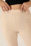 Bel Aksesuarlı Bayan Pantolon - 7105A Taş