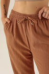 Bel Bağcık Lastikli Bayan Pantolon - 6631A Taba