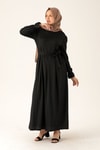 Bel Kuşaklı Elbise - 2613 Siyah