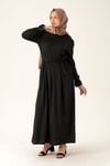 Bel Kuşaklı Elbise - 2613 Siyah
