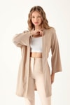 Bel Kuşaklı Kimono - 6538A Bej
