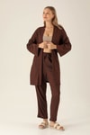 Bel Kuşaklı Kimono - 6538A Kahve