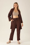 Bel Kuşaklı Kimono - 6538A Kahve