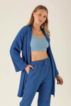 Bel Kuşaklı Kimono - 6538A Saks