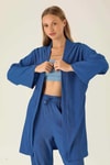 Bel Kuşaklı Kimono - 6538A Saks