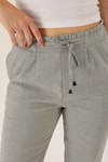 Beli Fırfırlı Pile Detay Bayan Pantolon - 6608A Gri