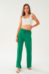Benetton Yeşili Bol Paça Pantolon 4284A