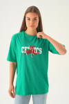 Benetton Yeşili Celtıcs Baskı Oversize Tişört 1701