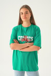 Benetton Yeşili Celtıcs Baskı Oversize Tişört 1701