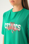 Benetton Yeşili Celtıcs Baskı Oversize Tişört 1701