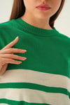Benetton Yeşili Çizgi Detay Oversize Tişört 1454