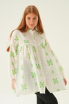 Benetton Yeşili Hakim Yaka Desenli Tunik 6853A