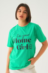 Benetton Yeşili Home Girl Baskı Oversize Tişört 1715