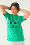 Benetton Yeşili Home Girl Baskı Oversize Tişört 1715