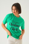 Benetton Yeşili Home Girl Baskı Oversize Tişört 1715
