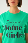 Benetton Yeşili Home Girl Baskı Oversize Tişört 1715