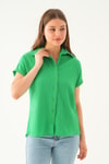 Benetton Yeşili Kısa Kol Oversize Gömlek 4163A